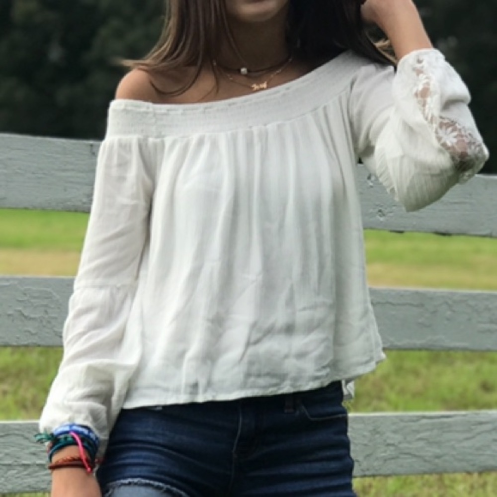 Hollister Ballon Sleeve Off the Shoulder Top